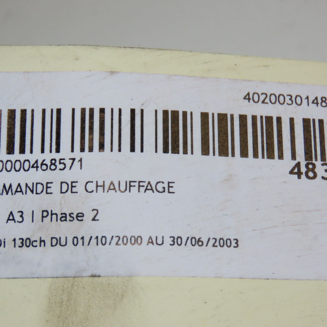 Commande de chauffage occasion AUDI A3 I Phase 2 10-2000->06-2003 1.9 TDi 130ch 8L0820043H5PR 5