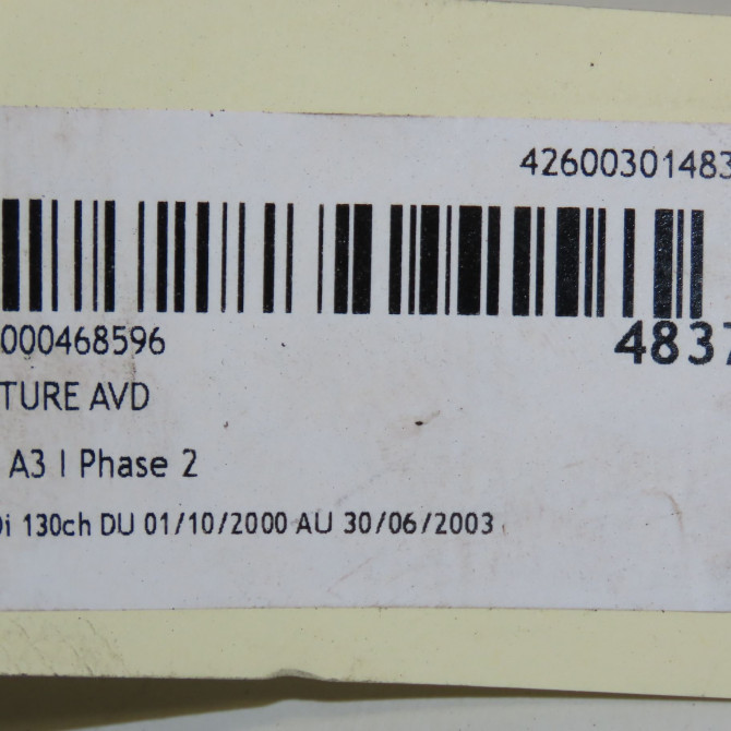 Ceinture avant droite occasion AUDI A3 I Phase 2 10-2000->06-2003 1.9 TDi 130ch 8L4857706AKPE 4