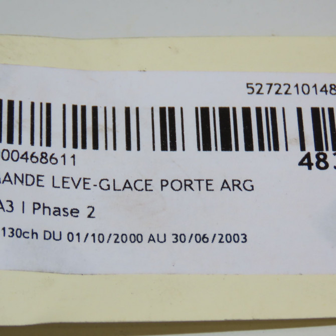 Commande leve-glace porte arrière gauche occasion AUDI A3 I Phase 2 10-2000->06-2003 1.9 TDi 130ch 4
