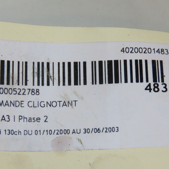 Commande clignotant occasion AUDI A3 I Phase 2 10-2000->06-2003 1.9 TDi 130ch 8L1941531JB98 6