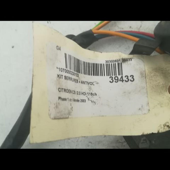 Kit serrures + antivol occasion CITROEN C5 I Phase 1 03-2001->09-2004 2.0 HDi 110ch 4162Z0 2