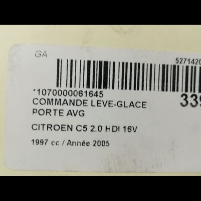 Commande lève-glace porte avant droite occasion CITROEN C5 I Phase 2 09-2004->06-2008 2.0 HDI 16v 138ch 6554HL 4