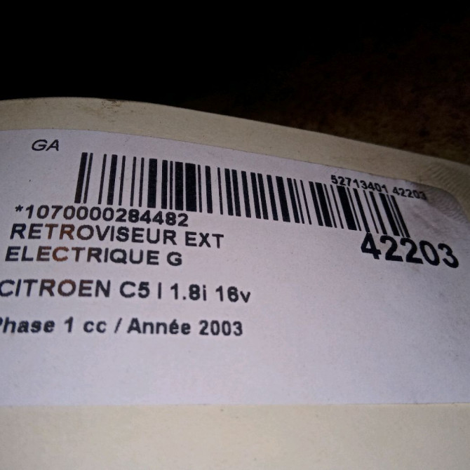 Retroviseur exterieur electrique gauche occasion CITROEN C5 I Phase 1 03-2001->09-2004 1.8i 16v 8149HX 3