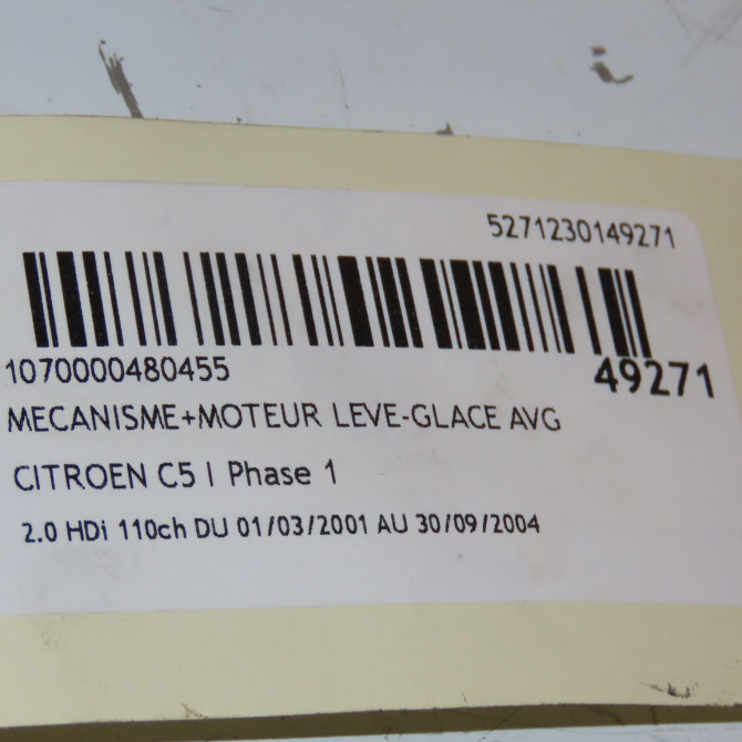 Mecanisme+moteur leve-glace avg occasion CITROEN C5 I Phase 1 03-2001->09-2004 2.0 HDi 110ch 9221P7 3