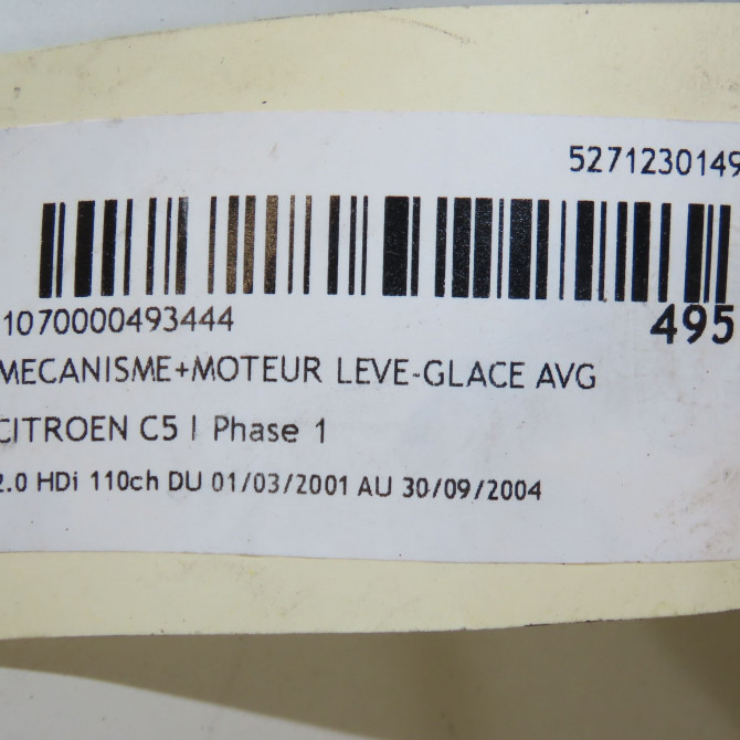 Mecanisme+moteur leve-glace avg occasion CITROEN C5 I Phase 1 03-2001->09-2004 2.0 HDi 110ch 9221P7 7