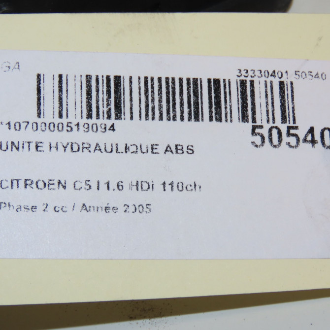 Unité hydraulique ABS occasion CITROEN C5 I Phase 2 09-2004->06-2008 1.6 HDi 110ch 4541G1 8