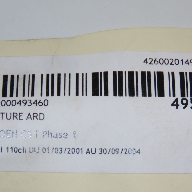 Ceinture arrière droite occasion CITROEN C5 I Phase 1 03-2001->09-2004 2.0 HDi 110ch 8974KE 3