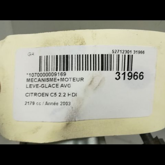 Mecanisme+moteur leve-glace avg occasion CITROEN C5 I Phase 1 03-2001->09-2004 2.2 HDi 9221P7 7