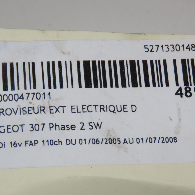 Retroviseur exterieur electrique droit occasion PEUGEOT 307 Phase 2 SW 06-2005->07-2008 1.6HDi 16v FAP 110ch 815276 6