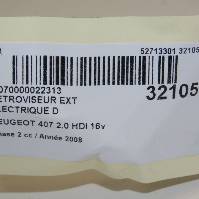 Retroviseur exterieur electrique droit occasion PEUGEOT 407 Phase 2 07-2008->04-2011 2.0 HDI 16v 136ch 815495 6