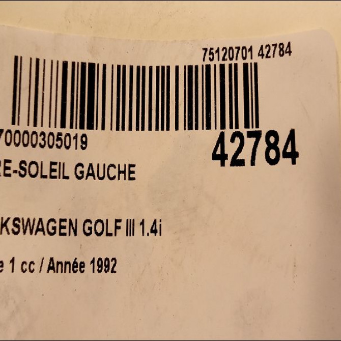 Pare-soleil gauche occasion VOLKSWAGEN GOLF III Phase 1 01-1992->12-1997 1.4i 60ch 1H0857551HT37 3