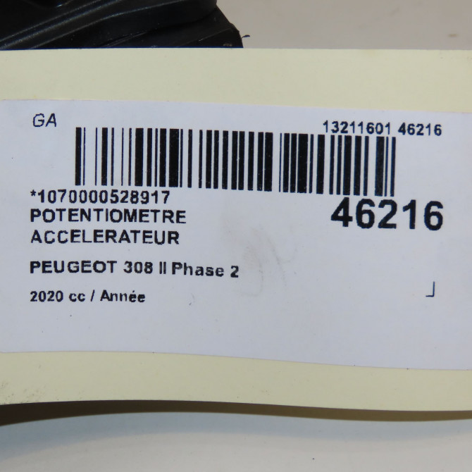 Potentiometre accelerateur occasion PEUGEOT 308 II Phase 1 04-1995->04-1999 1.2 PureTech 110ch 5