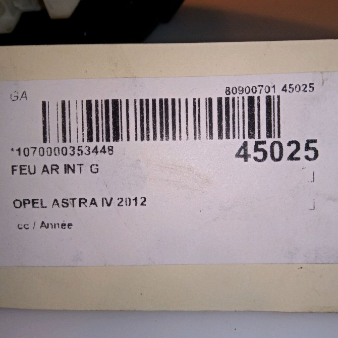 Feu arrière interieur gauche occasion OPEL ASTRA IV 13360786 5