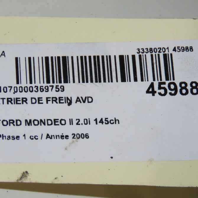 Etrier de frein avant droit occasion FORD MONDEO II Phase 1 09-2000->06-2007 2.0i 145ch 2218025 6