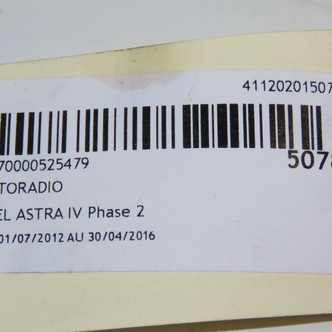 Autoradio occasion OPEL ASTRA IV ASTRA IV Phase 2 2012-07-01->2016-04-30 84046061 8
