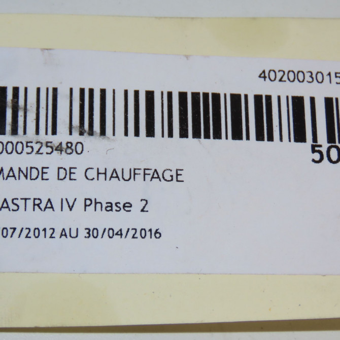 Commande de chauffage occasion OPEL ASTRA IV ASTRA IV Phase 2 2012-07-01->2016-04-30 13435144 5
