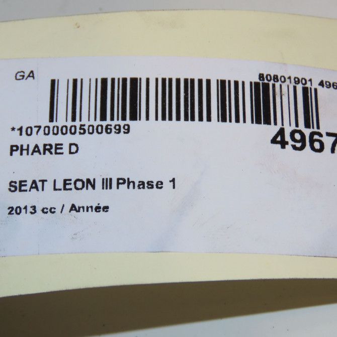 Phare droit occasion SEAT LEON III LEON III Phase 1 2012-10-01->-0001-11-30 5F1941006B 5