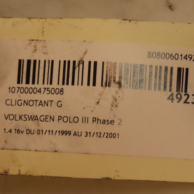 Clignotant gauche occasion VOLKSWAGEN POLO III Phase 2 11-1999->12-2001 1.4 16v 6N0953041N 4
