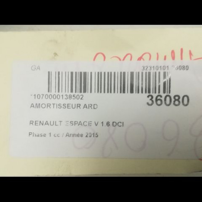 Amortisseur arrière droit occasion RENAULT ESPACE V Phase 1 02-2015->... 1.6 DCI 160ch 562102387R 2