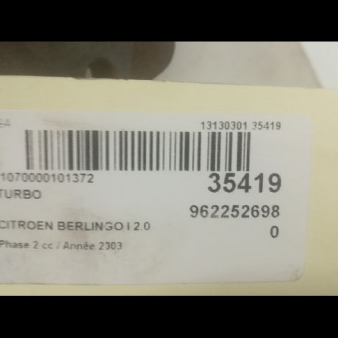 Turbo occasion CITROEN BERLINGO I Phase 2 11-2002->10-2010 2.0 HDi 90ch 375C8 4