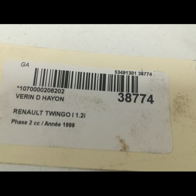 Verin droit hayon occasion RENAULT TWINGO I Phase 2 08-1998->08-2000 1.2i 60ch 2