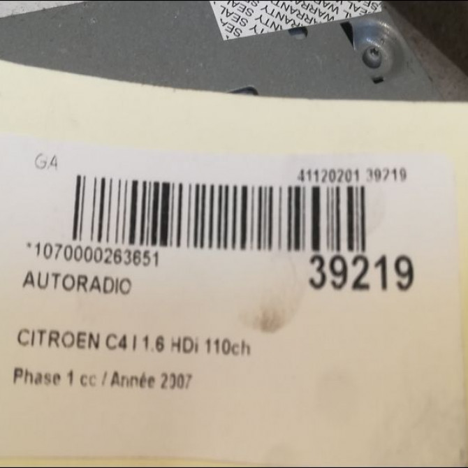 Autoradio occasion CITROEN C4 I Phase 1 11-2004->07-2008 1.6 HDi 110ch 6564RJ 3