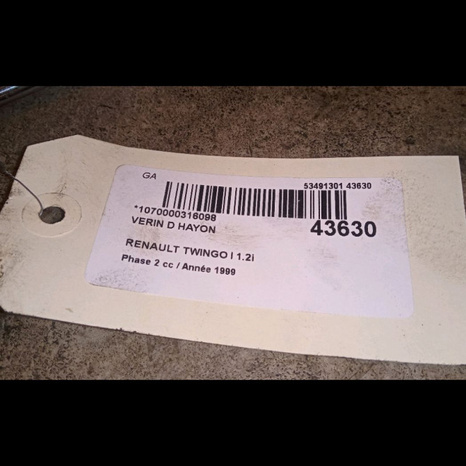 Verin droit hayon occasion RENAULT TWINGO I Phase 2 08-1998->08-2000 1.2i 60ch 2