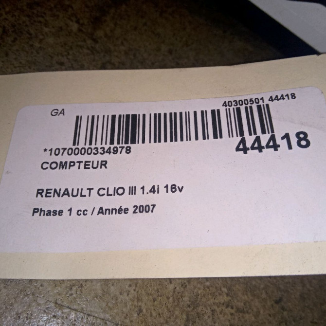 Compteur occasion RENAULT CLIO III Phase 1 09-2005->03-2009 1.4i 16v 100ch 8201031458 3
