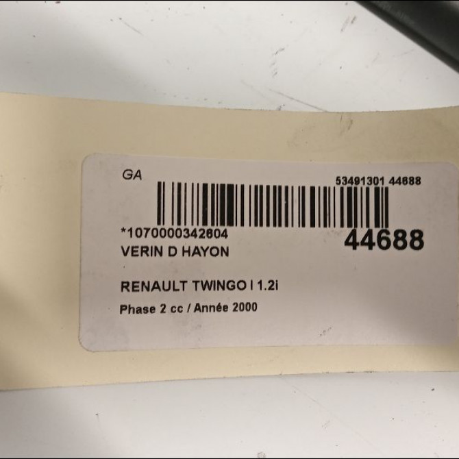 Verin droit hayon occasion RENAULT TWINGO I Phase 2 08-1998->08-2000 1.2i 60ch 2