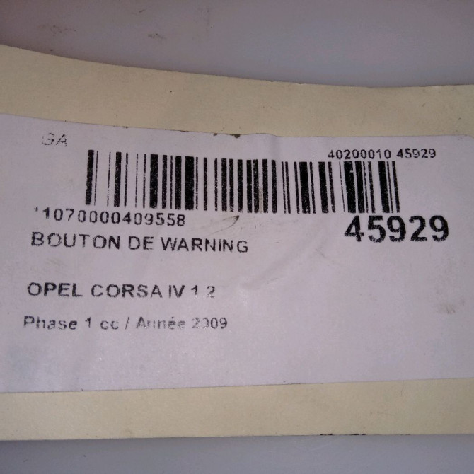 Bouton de warning occasion OPEL CORSA IV Phase 1 09-2006->12-2010 1.2 TWINPORT 80ch 5