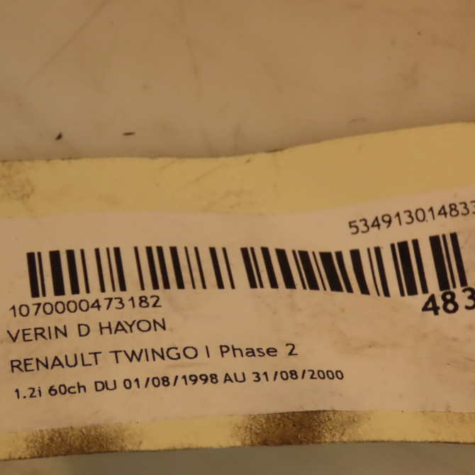 Verin droit hayon occasion RENAULT TWINGO I Phase 2 08-1998->08-2000 1.2i 60ch 3