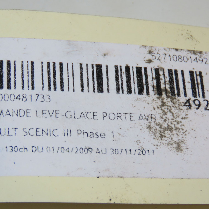 Commande lève-glace porte avant droite occasion RENAULT SCENIC III Phase 1 04-2009->11-2011 1.6 DCI 130ch 4