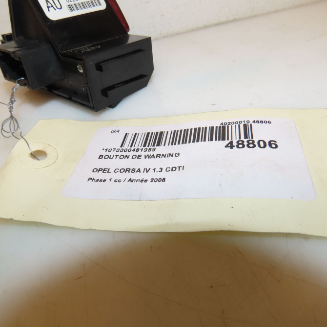 Bouton de warning occasion OPEL CORSA IV Phase 1 09-2006->12-2010 1.3 CDTI 90ch 4