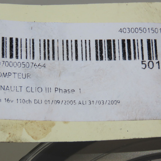 Compteur occasion RENAULT CLIO III Phase 1 09-2005->03-2009 1.6i 16v 110ch 8201031458 6