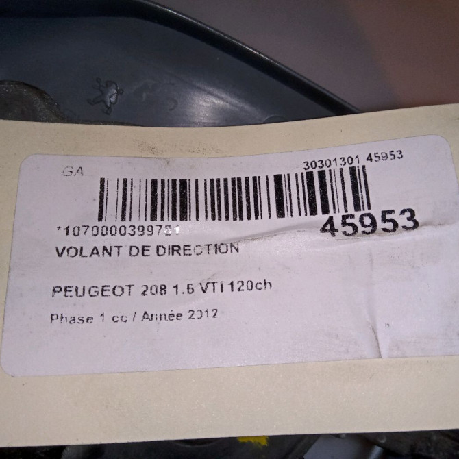 Volant de direction occasion PEUGEOT 208 208 Phase 1 2012-03-01->2015-09-30 1.6 VTI 120ch 96739507MA 4