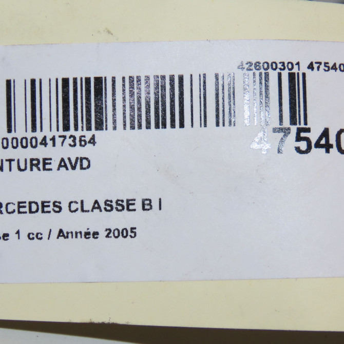 Ceinture avant droite occasion MERCEDES CLASSE B I Phase 1 06-2005->04-2008 B200CDI 140ch 1698606885 4