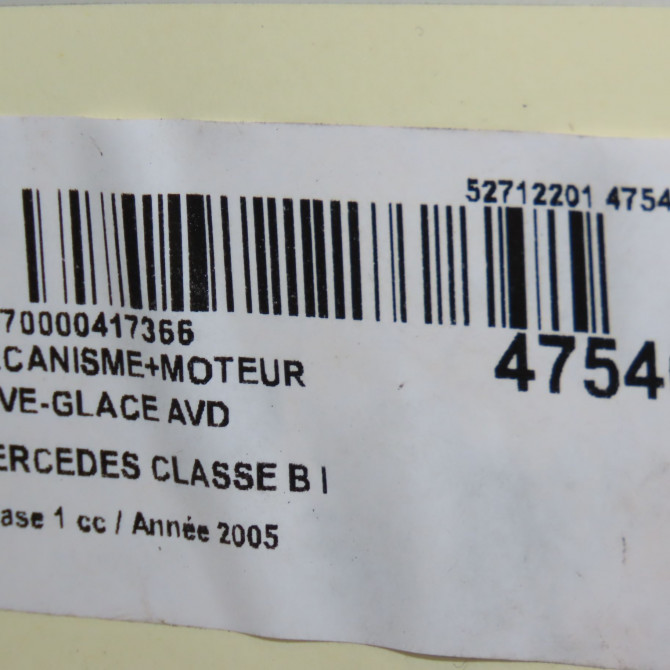 Mecanisme + moteur lève-glace avant droit occasion MERCEDES CLASSE B I Phase 1 06-2005->04-2008 B200CDI 140ch 6
