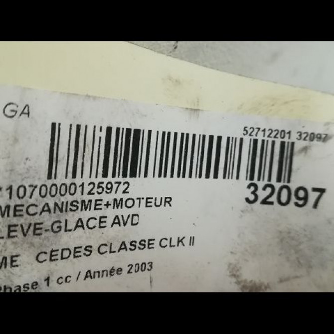 Mecanisme + moteur lève-glace avant droit occasion MERCEDES CLASSE CLK II Phase 1 05-2002->12-2009 270 CDI 2097200846 3