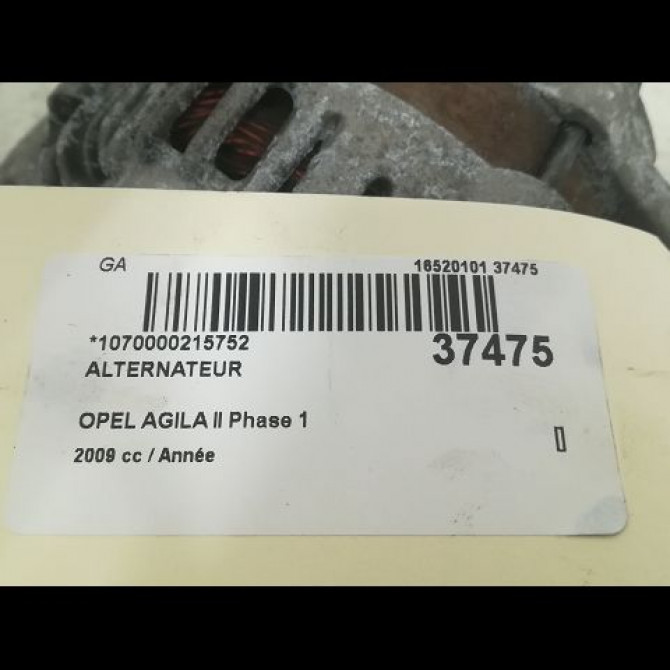 Alternateur occasion OPEL AGILA II Phase 1 03-2008->12-2014 95523835 4
