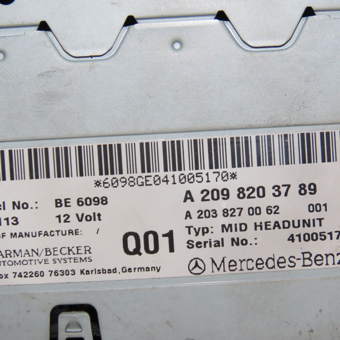 Autoradio occasion MERCEDES CLASSE CLK II Phase 1 05-2002->12-2009 270 CDI 2098203789 5