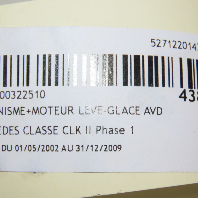 Mecanisme + moteur lève-glace avant droit occasion MERCEDES CLASSE CLK II Phase 1 05-2002->12-2009 270 CDI 2097200846 5