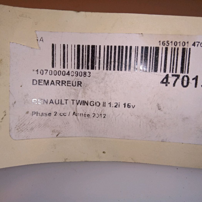 Démarreur occasion RENAULT TWINGO II Phase 2 12-2011->12-2014 1.2i 16v 75ch 6