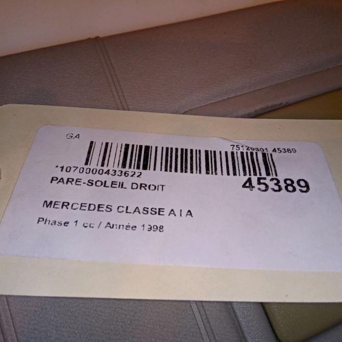 Pare-soleil droit occasion MERCEDES CLASSE A I Phase 1 01-1998->03-2001 A 160 16881018108G77 4