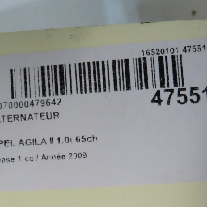 Alternateur occasion OPEL AGILA II Phase 1 03-2008->12-2014 1.0i 65ch 95523835 6