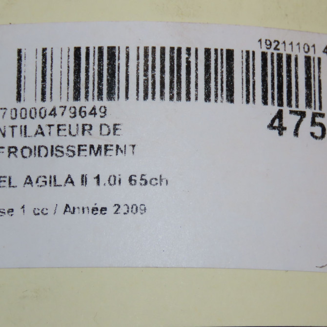 Ventilateur de refroidissement occasion OPEL AGILA II Phase 1 03-2008->12-2014 1.0i 65ch 93194281 6