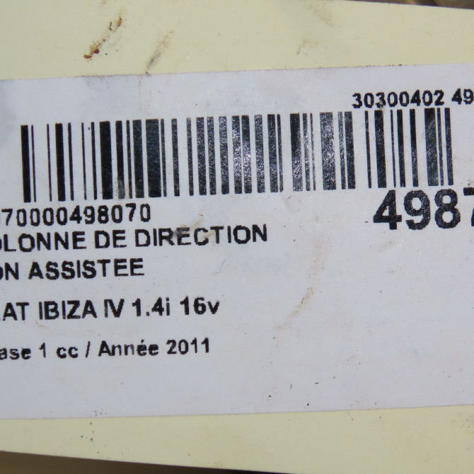 Colonne de direction non assistee occasion SEAT IBIZA IV Phase 1 05-2008->01-2012 1.4i 16v 6R1419501FK 4