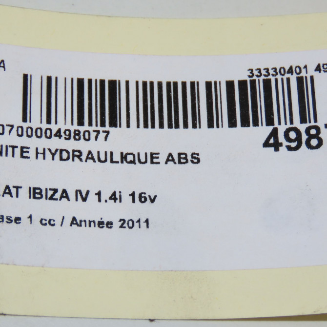 Unité hydraulique ABS occasion SEAT IBIZA IV Phase 1 05-2008->01-2012 1.4i 16v 6R0614517BABEF 7