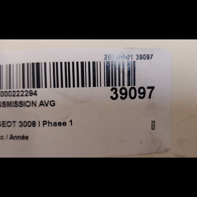 Transmission avant gauche occasion PEUGEOT 3008 I Phase 1 04-2009->12-2013 3272PZ 4