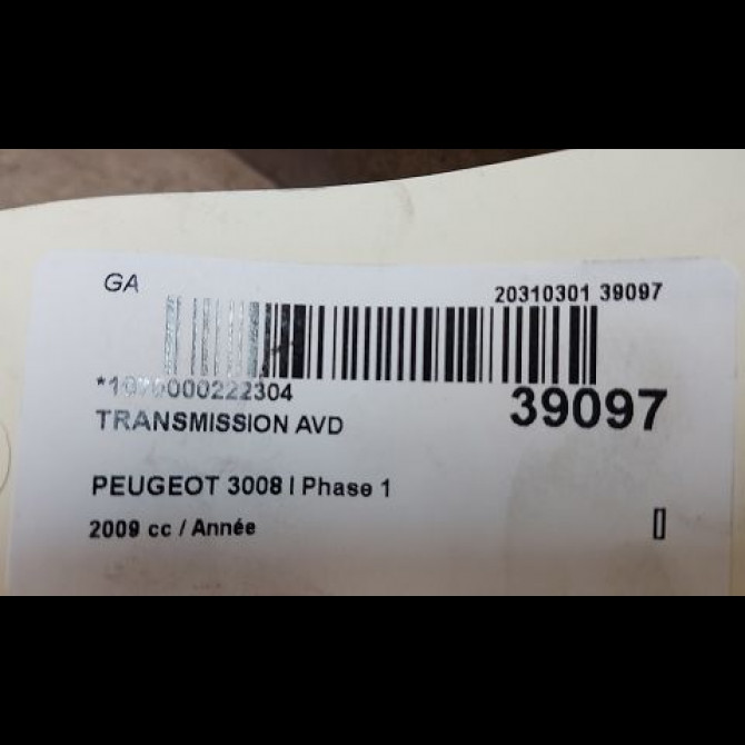 Transmission avant droite occasion PEUGEOT 3008 I Phase 1 04-2009->12-2013 3273QK 5