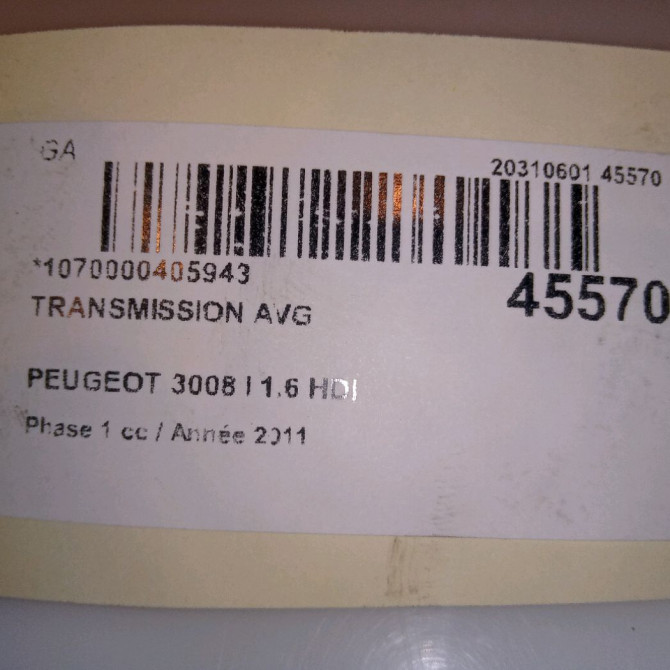 Transmission avant gauche occasion PEUGEOT 3008 I Phase 1 04-2009->12-2013 1.6 HDI 112ch 3272PZ 3